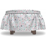 Lunarable Geometric Ottoman Cover Memphis Style Pastel Tone 2 Piece Slipcover Set with Ruffle Skirt for Square Round Cube Footstool Decorative Home Accent Standard Size Multicolor