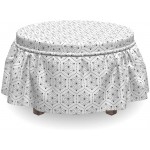Lunarable Geometric Ottoman Cover Star Shapes in Hexagons 2 Piece Slipcover Set with Ruffle Skirt for Square Round Cube Footstool Decorative Home Accent Standard Size Charcoal Grey White