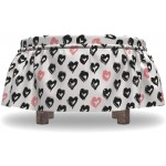 Lunarable Heart Ottoman Cover Valentines Day Concept Hearts 2 Piece Slipcover Set with Ruffle Skirt for Square Round Cube Footstool Decorative Home Accent Standard Size Charcoal Grey Coral