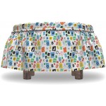 Lunarable Letters Ottoman Cover Colorful Alphabet ABC Theme 2 Piece Slipcover Set with Ruffle Skirt for Square Round Cube Footstool Decorative Home Accent Standard Size Multicolor