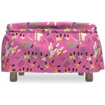 Lunarable Makeup Ottoman Cover Colorful Beauty Cosmetic 2 Piece Slipcover Set with Ruffle Skirt for Square Round Cube Footstool Decorative Home Accent Standard Size Multicolor
