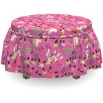 Lunarable Makeup Ottoman Cover Colorful Beauty Cosmetic 2 Piece Slipcover Set with Ruffle Skirt for Square Round Cube Footstool Decorative Home Accent Standard Size Multicolor