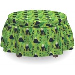 Lunarable Nature Ottoman Cover Mountains Different Plants 2 Piece Slipcover Set with Ruffle Skirt for Square Round Cube Footstool Decorative Home Accent Standard Size Apple Green Black Yellow