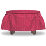 Lunarable Pink Ottoman Cover Oriental Moroccan Style Shapes 2 Piece Slipcover Set with Ruffle Skirt for Square Round Cube Footstool Decorative Home Accent Standard Size Hot Pink and Mint Green