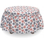 Lunarable Poker Ottoman Cover Abstract Playing Card Suits 2 Piece Slipcover Set with Ruffle Skirt for Square Round Cube Footstool Decorative Home Accent Standard Size Violet Blue Red