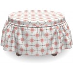 Lunarable Retro Ottoman Cover Moire Uneven Squares Checked 2 Piece Slipcover Set with Ruffle Skirt for Square Round Cube Footstool Decorative Home Accent Standard Size Multicolor