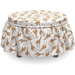 Lunarable Savannah Ottoman Cover Giraffe Animal Simple Art 2 Piece Slipcover Set with Ruffle Skirt for Square Round Cube Footstool Decorative Home Accent Standard Size Pale Brown White