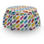 Lunarable Science Ottoman Cover Images of Colorful Pencils 2 Piece Slipcover Set with Ruffle Skirt for Square Round Cube Footstool Decorative Home Accent Standard Size Multicolor