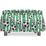 Lunarable Soccer Ottoman Cover Stripes Outdoor Sports Theme 2 Piece Slipcover Set with Ruffle Skirt for Square Round Cube Footstool Decorative Home Accent Standard Size White Black and Green