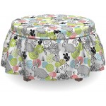 Lunarable Spring Ottoman Cover Lively Springtime Concept 2 Piece Slipcover Set with Ruffle Skirt for Square Round Cube Footstool Decorative Home Accent Standard Size Multicolor