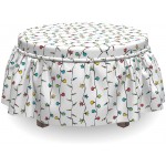 Lunarable Star Ottoman Cover Christmas Themed Ornaments 2 Piece Slipcover Set with Ruffle Skirt for Square Round Cube Footstool Decorative Home Accent Standard Size Multicolor