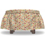 Lunarable Thanksgiving Ottoman Cover Autumn Leaves Maple 2 Piece Slipcover Set with Ruffle Skirt for Square Round Cube Footstool Decorative Home Accent Standard Size Multicolor