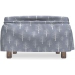 Lunarable Tree Ottoman Cover Forest Branches Silhouettes 2 Piece Slipcover Set with Ruffle Skirt for Square Round Cube Footstool Decorative Home Accent Standard Size Bluegrey White