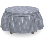 Lunarable Tree Ottoman Cover Forest Branches Silhouettes 2 Piece Slipcover Set with Ruffle Skirt for Square Round Cube Footstool Decorative Home Accent Standard Size Bluegrey White