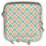 Lunarable Tribal Ottoman Cover Boho Diamond Shape 2 Piece Slipcover Set with Ruffle Skirt for Square Round Cube Footstool Decorative Home Accent Standard Size Turquoise Orange Brown