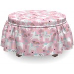 Lunarable Unicorn Ottoman Cover Horses 2 Piece Slipcover Set with Ruffle Skirt for Square Round Cube Footstool Decorative Home Accent Standard Size Multicolor