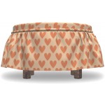 Lunarable Valentine Ottoman Cover Orange Tone Heart Shapes 2 Piece Slipcover Set with Ruffle Skirt for Square Round Cube Footstool Decorative Home Accent Standard Size Orange Peach