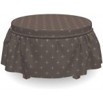 Lunarable Vintage Ottoman Cover Abstract Flowers Blooming 2 Piece Slipcover Set with Ruffle Skirt for Square Round Cube Footstool Decorative Home Accent Standard Size Brown and Beige