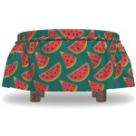 Lunarable Watermelon Ottoman Cover Vibrant Color Slices 2 Piece Slipcover Set with Ruffle Skirt for Square Round Cube Footstool Decorative Home Accent Standard Size Multicolor