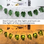 20 LED Monstera Leaf String Lights Tropical Artificial Rattan Palm Leaves Wall Hanging Vine Leaf Summer Decoration for Outdoor Indoor Hawaiian Luau Party Jungle Beach Theme Table Home Decorations