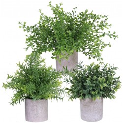 3 Pack Mini Potted Plants Artificial Green Eucalyptus Boxwood Rosemary Greenery in Pots Faux Potted Herbs Small Houseplants 8.4"-9.3" Tall for Indoor Greenery Home Bedroom Kitchen Farmhouse Decor