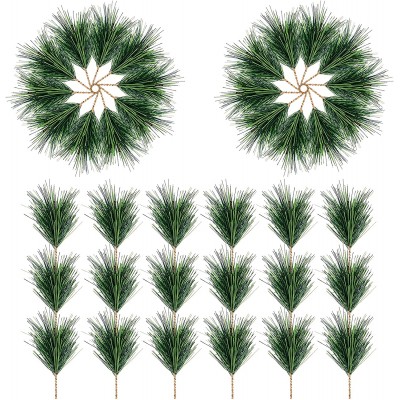 60 PCS Artificial Green Pine Needles Branches-Small Pine Twigs Stems Picks-Fake Greenery Pine Picks for Christmas Garland Wreath Embellishing and Home Holiday Garden Decoration