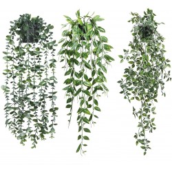 Artificial Hanging Plants 3 Pack Fake Potted Plants for Wall Home Room Office Indoor Decor