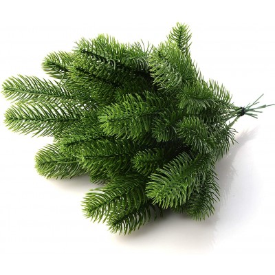 Artificial Pine Branches Green Leaves Needle Garland DIY Accessories for Wreath Christmas Embellishing Holiday and Home Decor Pack of 30