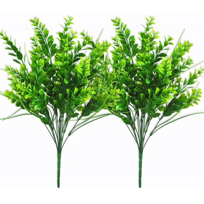 Artificial Plants 21.7" Boxwood Stems Faux Plant Shrubs Fake Outdoor UV Resistant Flower Simulation Greenery for Home Garden Office Patio Wedding Indoor Outside Decor 21.7" Large Boxwood Stems