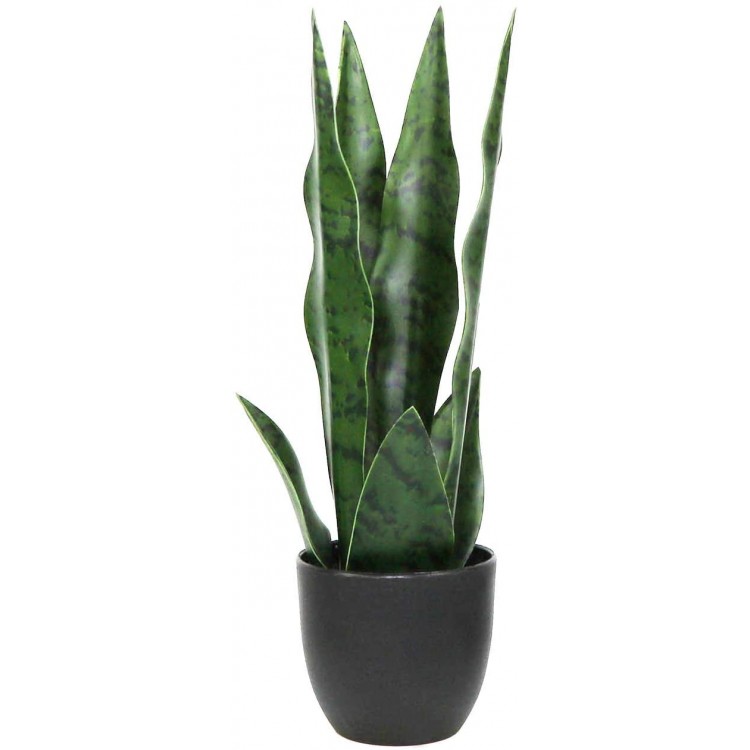 Artificial Plants Small Sansevieria Snake Plant with Black Plastic Planter Greenery Perfect Faux Agave Fake Plants in Pot for Home Office Indoor and Outdoo Décor 13.4 Green 7 Leaves
