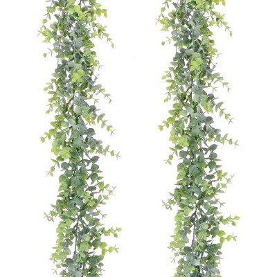 Artiflr Artificial Vines Faux Eucalyptus Garland 2 Pack Fake Eucalyptus Greenery Garland Wedding Backdrop Arch Wall Decor 6 Feet pcs Fake Hanging Plant for Table Festival Party Decorations
