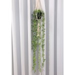Asano Season Fake Plants Artificial Eucalyptus with Hanging Plant Hanger 2.6 FT Faux Greenery Vine Potted Plants in Black Pot and Cotton Rope for Boho Home Green House Garden Indoor Bedroom Décor