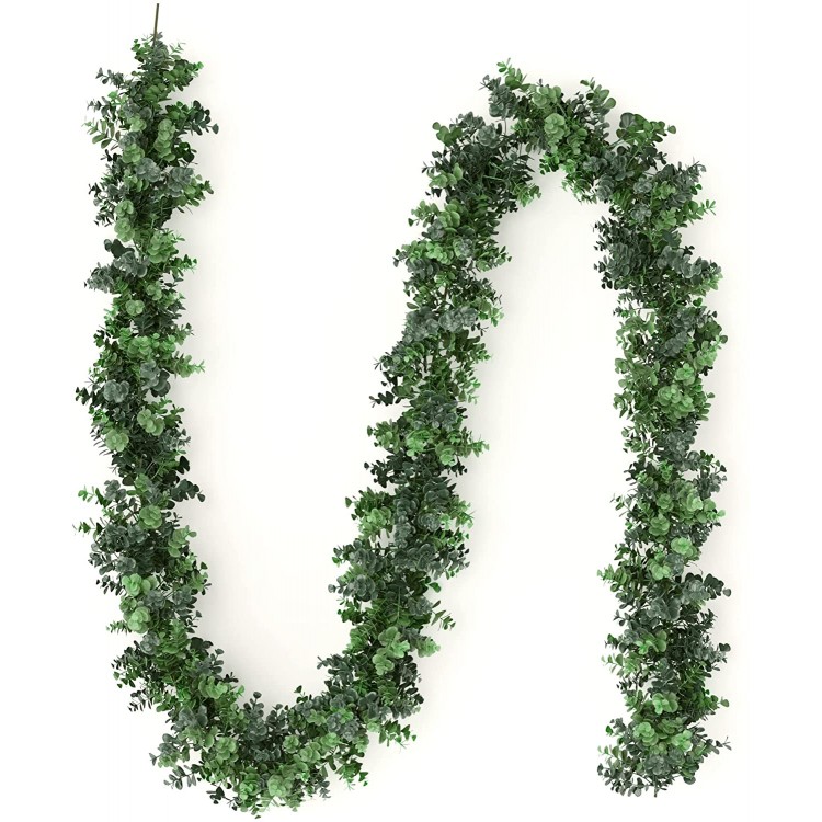 Barnyard Designs 6ft 72 Faux Eucalyptus Garland Artificial Greenery Green Leaf Fake Vine Decoration for Fireplace Mantel Wedding or Home Décor