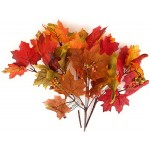 CABE Artificial Maple Leaves Branches with Pumpkin Acorn AccentBundle with KC Fern Tingamajig 3 Stems Bushes Fall Autumn Colors Decoration Accessories Thanksgiving Dinner Table Kitchen Red