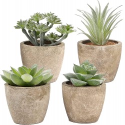 COCOBOO Artificial Succulent Plants Mini Assorted Fake Succulents Set of 4 Small Potted Fake Plants for Desk Shelf Office and Home Indoor Decor