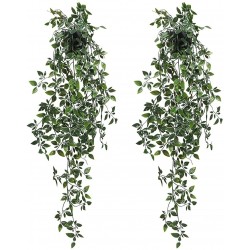 Coferset 2 Pack Artificial Hanging Potted Plants Fake Mandala Vine Plant in Pots Small House Plants for Home Room Decor Mandala 2