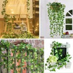 CQURE 24 Pack 168Ft Artificial Ivy Garland,Ivy Garland Fake Vines Leaf Garland Green Leaves Fake Plants Hanging Vine Plant Greenery Garland for Bedroom Wedding Party Garden Wall Decoration