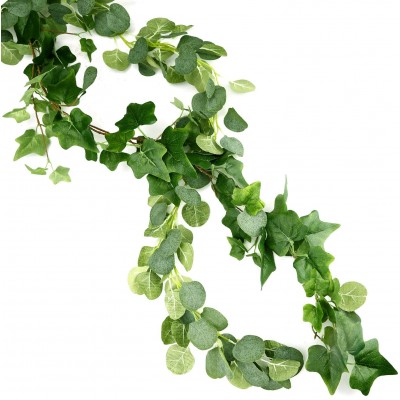 Dragang Seeded Eucalyptus Garland 2 pieces（6Ft  piece） Blended Faux Silver Dollar Eucalyptus Garland and Artificial Vines Hanging Eucalyptus Leaves For Wedding Backdrop Arch Wall Decor Indoor Outdoor