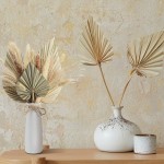 Dried Palm Leaves Palm Spears Dried Pampas Grasses Pompass Grass Branches Pampas Grass Decors Palm Leaves Party Decorations for Wedding Home Boho Decors Classic Color,18 Pieces