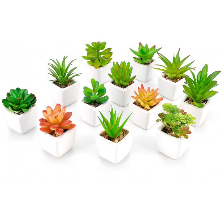Fake Succulents Small Artificial Succulents Potted Faux Succulents for Home Office Desk Farmhouse Greenery Decor 12 Pack