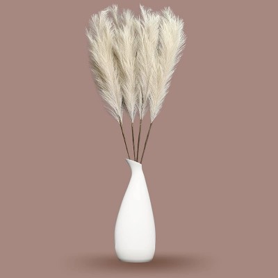 Generic FLA.RUE Silk Faux Pampas Grass 4 Stems Natural Beige 43in110cm Artificial Tall Pampas Grass for Floor Vase Home Decor Wedding Boho Style