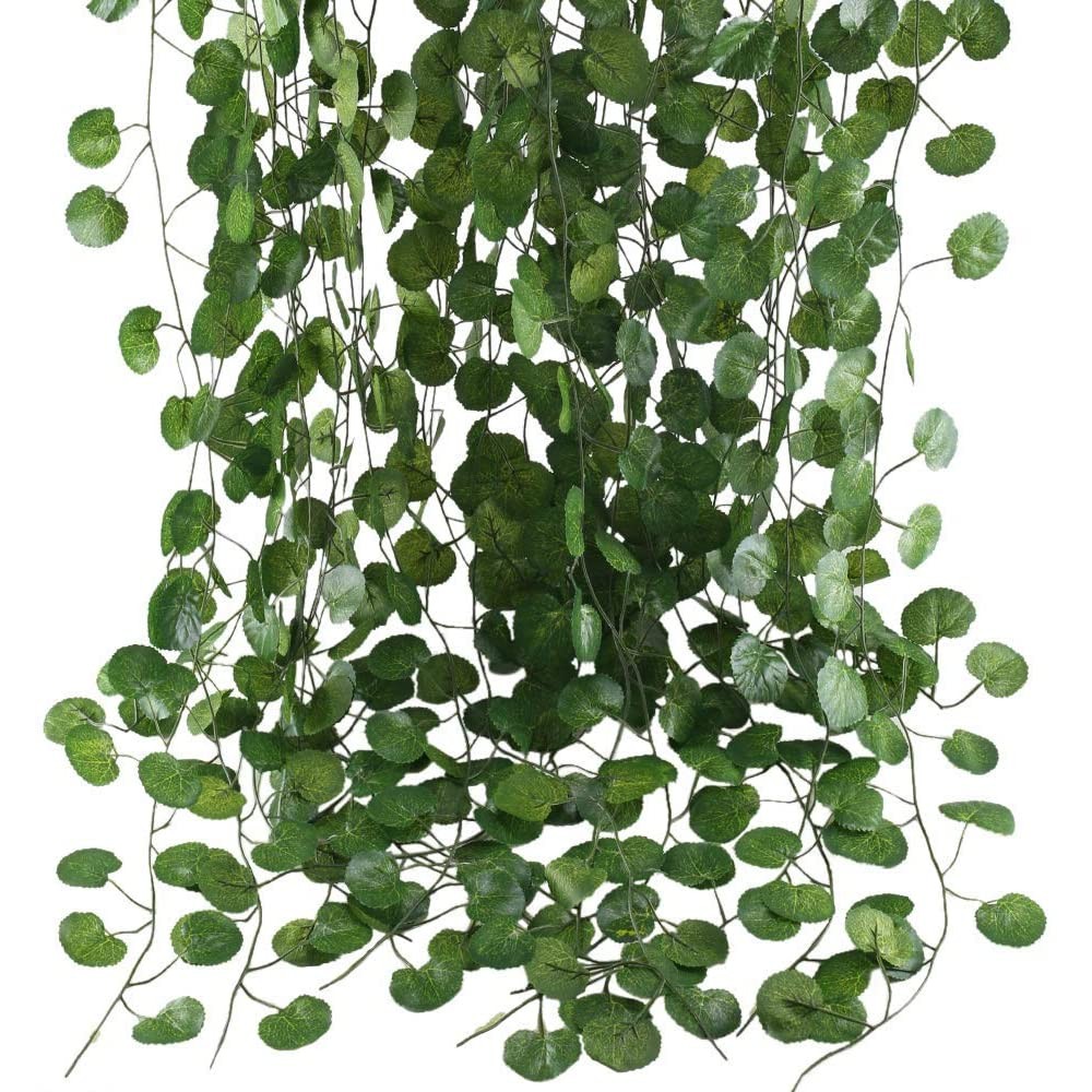 HO2NLE 12 Pack 84 Feet Artificial Fake Hanging Vines Plant Faux Silk Green Leaf Garlands Home Office Garden Outdoor Wall Greenery Cover Jungle Party Decoration
