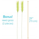 Houseables Artificial Onion Grass Plant 27 Tall Faux Bush Plant 6 Bundles 2 Bonus Reed Grasses Green Fake Room Décor Greenery for Office House Patio Kitchen Indoor Outdoor Realistic