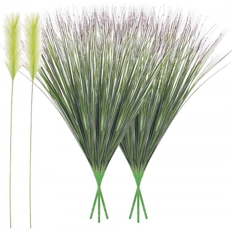Houseables Artificial Onion Grass Plant 27 Tall Faux Bush Plant 6 Bundles 2 Bonus Reed Grasses Green Fake Room Décor Greenery for Office House Patio Kitchen Indoor Outdoor Realistic