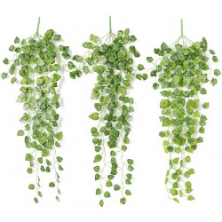 JUSTOYOU 3PCS Artificial Hanging Plants Ivy Vine Fake Leaves Greeny Chain Wall Home Room Garden Wedding Garland Outside Decoration 37 in Watermelon Leaves