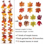 KASZOO 2 Pack Fall Maple Garland 5.8ft Piece Artificial Fall Foliage Garland Autumn Decor for Home Wedding Party