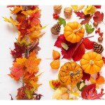 KASZOO 2 Pack Fall Maple Garland 5.8ft Piece Artificial Fall Foliage Garland Autumn Decor for Home Wedding Party