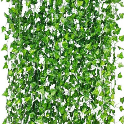 Kimzongxi Fake Vine Leaf Foliage 86 Lvy Hanging Garland Artificial Plants Strands FT 12 Home Decor Green Free Size