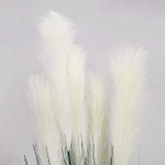 LUEUR Artificial Greenery Plants with Reed Flowers 35.4 Faux Reed Grass Fake Shrubs Outdoor Plant Pampas Flowers Bouquet Wheat Grass for Floor Decorative Home Garden Wedding Decor 2 Bunches