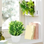 Martine Mall Fake Plants Potted Plastic Plants in Pots Green Faux Potted Plants Artificial Green Plants in Pot Faux Plant Bonsai with White Pot for Office Table Bathroom Greenery Room Home Decor